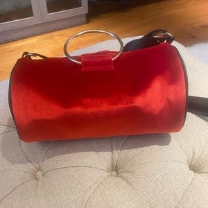 Red velvet Guess barrel bag, NWT